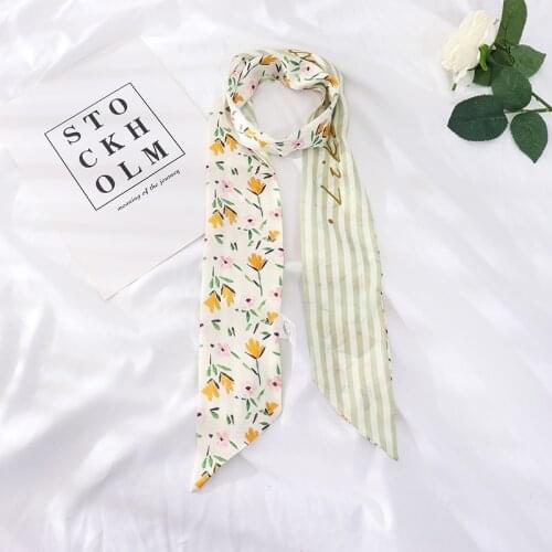 140*8 summer new ribbon hairband ins French flower small printed female soft decoration women skinny scarf women