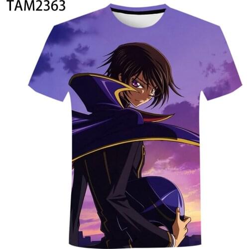 Code geass2021 mens 3D printing Japanese anime T-shirt girls' fashion comfortable breathable short sleeve top
