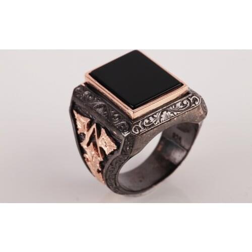 UM US JEWELRY Onyx Gemstone 925 Sterling Silver Men Ring