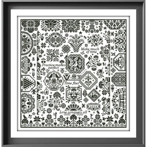Dreampattern Jigsaw garden time flies cross stitch kits cartoon 18ct 14ct 11ct white fabric DIY embroidery kit for beginners