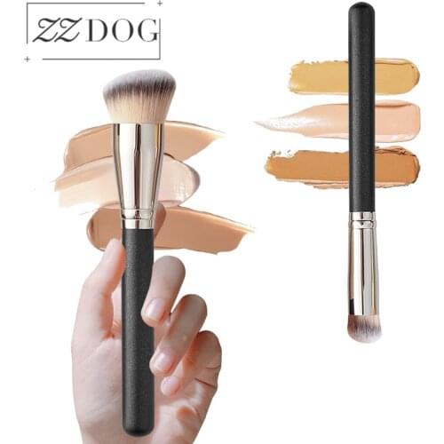 ZZDOG 1/2Pcs Professional Makeup Brushes Set High-End Foundation Concealer Contour Blending Beauty Brush Frosted Wooden Handle