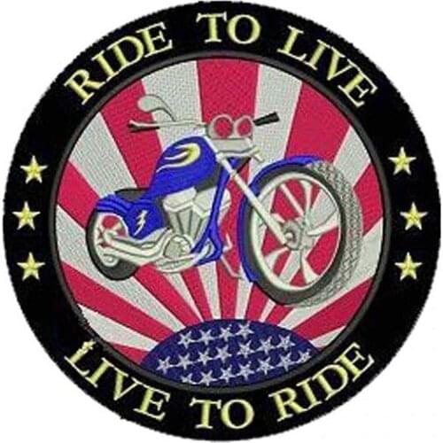 Ride To Live Embroider Patches Made by Twill and Merrow Broder and PVC Backing Customized MOQ50pcs free shipping by Post