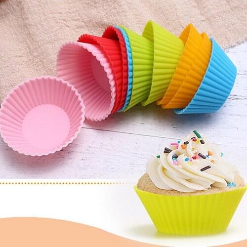 New 12 Pcs Silicone Cake Cupcake Cup Cake Tool Bakeware Baking Silicone Mold Cupcake and Muffin Cupcake for DIY By Random Color