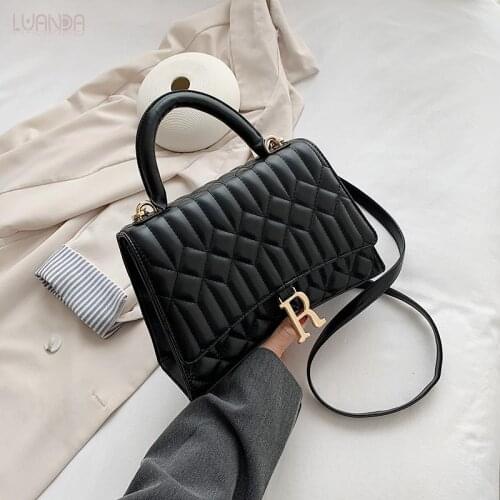 New 2020 Fashion Girl Women Top-Handle Shoulder Lattice Pu Leather Lady Classic Handbag Tote Famale Wild Vintage For Women