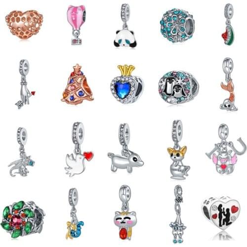 New charm original King Crown peach heart beads suitable for Pandora lady bracelet necklace jewelry DIY