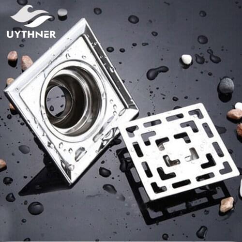 Newly Free Shipping 10cm Chrome Floor Drain Bathroom Accessory Square Floor Drain Stainless Steel Shower Waste Water Strainer