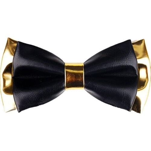 New Fashion Double-layer Leather Bow Tie Business Banquet Party Stage Evening Dress Wedding Groom Best Man Bowtie Mens Jewelry