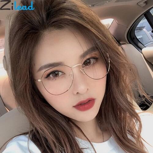 Zilead Polygon Metal Anti Blue Light Blocking Glasses Frame Men&Women Computer Games Goggles Eyeglasses Optical Spectacle Frame