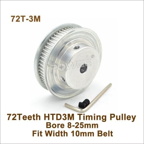 P0WGE 72 Teeth 3M Timing Pulley Bore 8-25mm Fit Width 10mm 3M Synchronous Belt 72T 72Teeth HTD3M Pulley 72-3M Cutting Machine