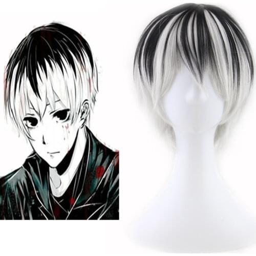 Anime Cosplay Wigs 28cm Short Wig Tokyo Ghoul Haise Sasaki Synthetic Hair Perucas Cosplay Wigs