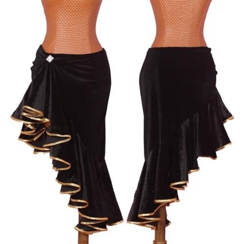 New Fashion Latin Dance Dresses Women Gold Lace Sexy Salsa Fringe Short Skirt Black Evening Dress Ballroom Competition Clothes