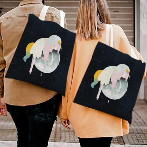 Cartoon cat landscape illustration Beach bag organizer for cosmetics Storage organizer home Handbags travel packaging Pouch bag