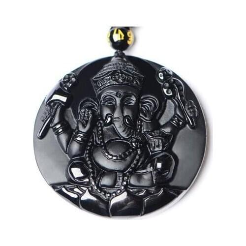 DropShipping Black Obsidian Necklace Pendant Thailand Geneisha Elephant Mens Jewelry Womens Jewelry