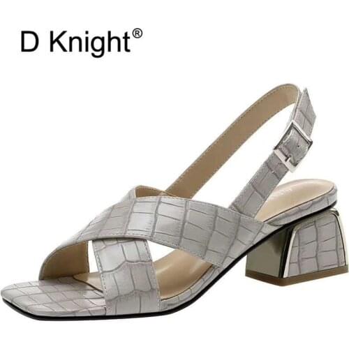 Fashion Casual Gladiator Sandals For Woman Buckle Strap Open Toe High Heel Shoes White Elegant Hoof Heel Sandals Female Footwear