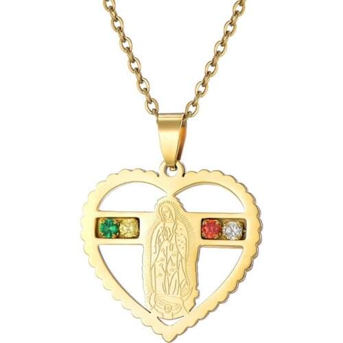 Heart Shape Stainless Steel Virgin Mary Pendants Necklace For Women Jewelry Drop Shipping