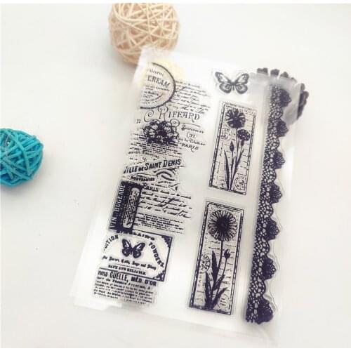 11*16CM Lace Flowers Transparent Seal Clear Stamps Silicone Seal Roller Stamps DIY Scrapbook Album / Card Christmas Wedding