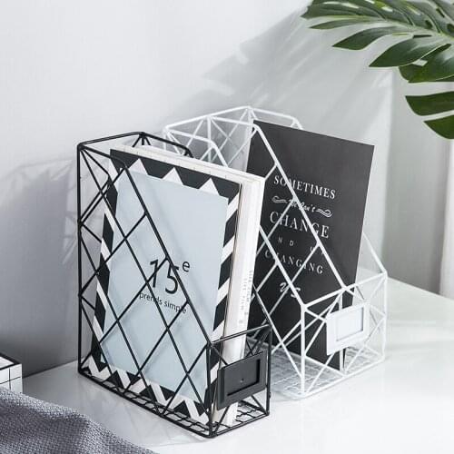 Nordic iron triangle wrought desktop storage rack file magazine storage office rack jewelry office bookshelf desktop decoration