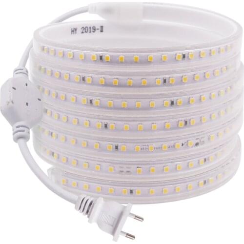 220V 110V 2835 LED Strip Light 120Leds/m Flexible Ribbon Tape Waterproof Stripe Light for Home Decoration EU US UK Plug