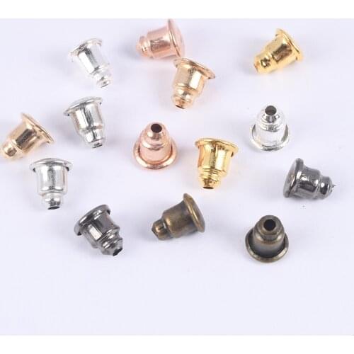 200Pcs/Lot 5x6mm Bullet Earring Backs Plug Stopper Scrolls Earrings Making Findings DIY Blocked Caps Jewelry Accessories