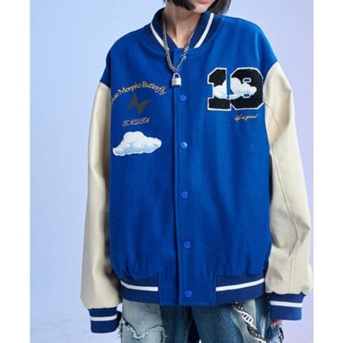 Women Casual Street Jacket Baseball Uniform 2021 Fashionabl Embroidered Loose Long-sleeved Jacketes Autumn Retro Hip Hop Jacket