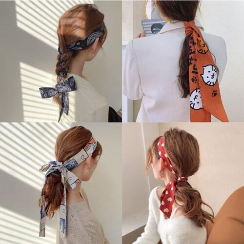 2021 Fashion Woman Ribbon Headband For Hair French Style Silk Womens Bandana Summer Spring Sweet Bow Hair accessories