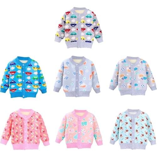 Baby Girls Winter Clothes Long Sleeve Sweater Plush Cardigan Cute Knitted Skirt Clothing Baby Outfits Kids Girls Cotton Jacket