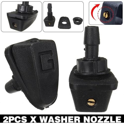 2pcs Car Auto Front Windscreen Washer Adjustment Jet Nozzles Water Fan Spout Cover Washer Outlet Wiper Nozzle Parts Accessories