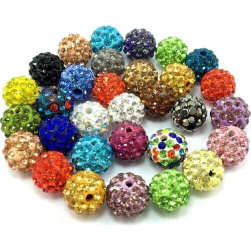 20pcs 10mm Clay Paved Crystal Bead Clay Micro Pave 6Row Rhinestone Ball Beads For DIY Bracelet Neacklace Jewelry