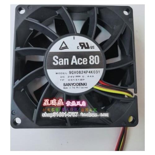 Sanyo Denki 9GV0824P4K031 DC 24V 0.44A 80x80x25mm 3-Wire Server Cooling Fan