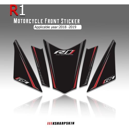 For Yamaha R1 2018 2019 r1 3D Gel Sticker Motorcycle Front Fairing Head Decorative Decal Number Board Protector Vehicle decals