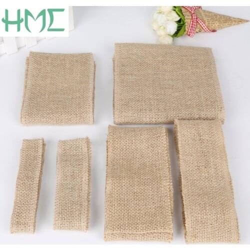 5yards Natural Jute Hessian Burlap Ribbon Roll Burlap Table Runners Wedding Party Chair Bands Vintage Home Decor 4 Size
