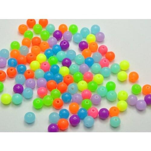 500 Mixed Neon Color Acrylic Round Beads 6mm Smooth Ball Spacer