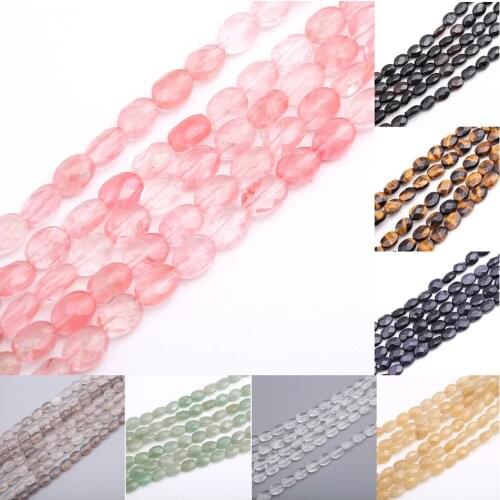 8*13mm Natural Stone Loose Beads Colorful Tiger Eye Sandstone Oval Faceted Beaded for Jewelry Making DIY Bracelet Necklace 15"