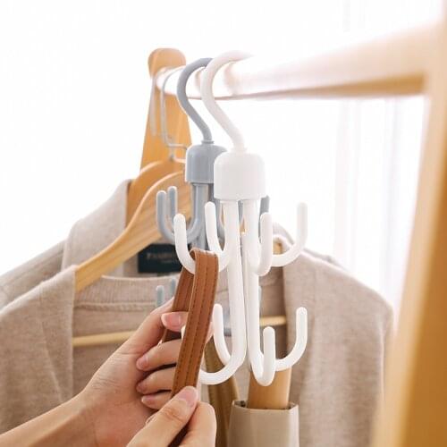 8 S-Shaped Hooks Wardrobe Bag Hook Double-layer Rotating Hooks Plastic Tie Hook Storage Rack Bedroom Gadgets and Accessories