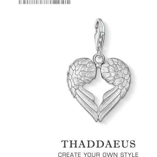 925 Sterling Silver Angel Wings Heart Charm Pendants fit Bracelet Necklace Fashion Gift for Jewelry Accessories Making Findings