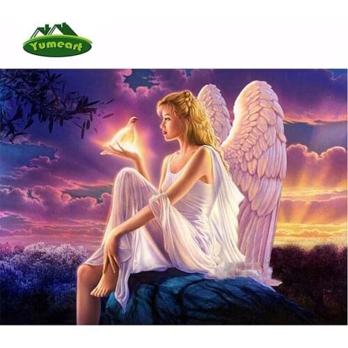 Diamond Painting Angel Wings and Beautiful Dove 5D Diamond Cross Stitch Mosaic Rhinestone Decorative Painting Diamond Embroidery