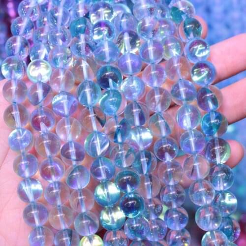 6mm 8mm 10mm blue rainbow beads Synthetic stone beads DIY loose beads for jewelry making strand 15" wholesale