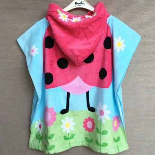Boys Girls Children Hooded Towel 100% Cotton 60x120cm Print Hoodie Bath Beach Towel Hoody Towel Cloak Poncho for Kids Shower Cap