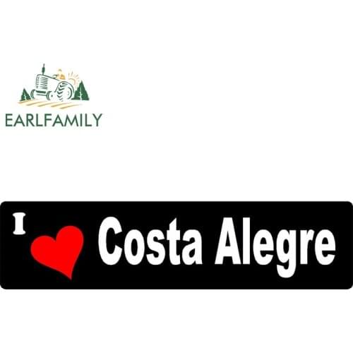 EARLFAMILY 13cm x 3.25cm I Love Costa Alegre (Mexico) Car Bumper Sticker Waterproof Decal Vacation Travel Reflective Car Sticker