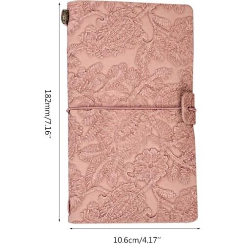 F3MA Vintage A6 PU Leather Writing Notebook Embossed Craft Handbook with Rubber Band Blank Pages for Women Diary Journal
