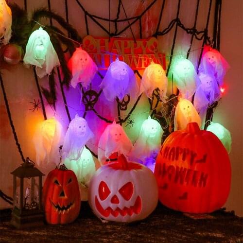 Halloween Gauze Skull String Lights 3M Led Battery Power DIY Hanging Horror Halloween Atmosphere For Home Party Festival Decor