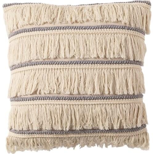 Hot YO-Boho Pillow Case Cushion Cover Fronha Cotton Linen Back Support Pillowcases Decorative Macrame Tassel Home Office Pillows