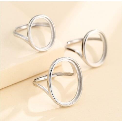 Ring Blank for 12x16mm/12.5x17mm/16x21mm Oval Cabochons or 13x13mm Round Cabochons White Gold Plated 925 Silver Adjustable Ring