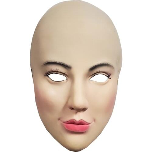 Soft Women Latex Mask Hoods Cosplay Headwear Pretty Girl Hood for Patry One Size RLM221