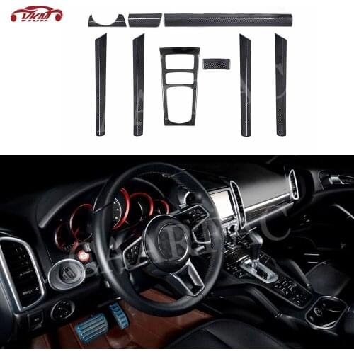 Dry Carbon Fiber Car Central Console Gear Panel Cover Dashboard Door Trim Strips Fit for Porsche Cayenne 2011- 2020