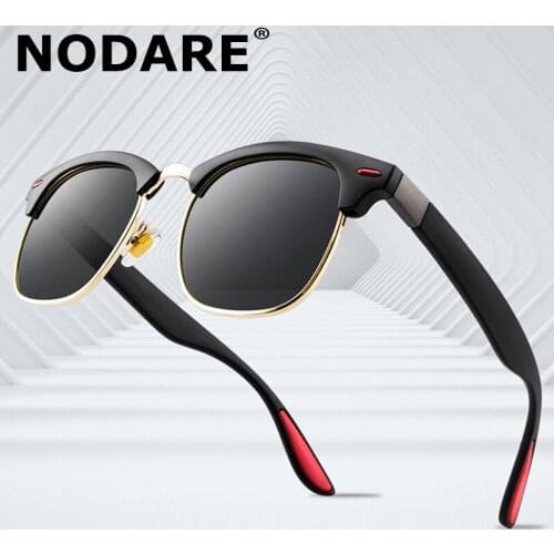 NODARE 2019 New Fashion Semi Rimless Polarized Sunglasses Men Women Brand Designer Half Frame Sun Glasses For Male Oculos De Sol