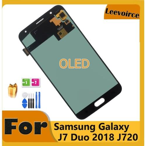 OLED Amoled LCD 5.5" For J7 Duo 2018 Display For Samsung Galaxy J720 Lcd With J720F J720M Touch Screen Digitizer Assembly + Tool