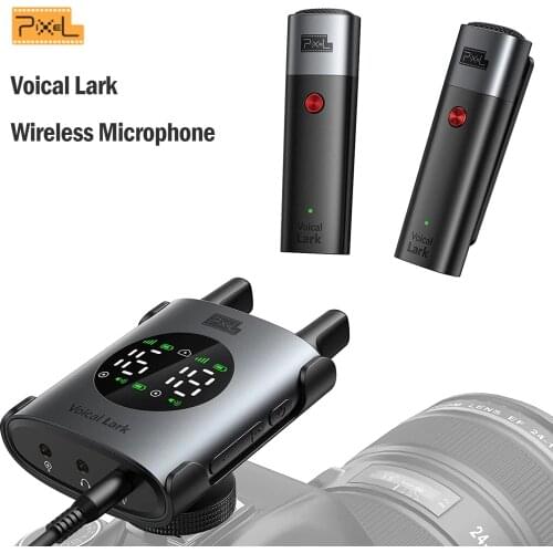 Pixel Voical Lark 2.4GHz Wireless Microphone System Lavalier Lapel Mic Receiver Kit Video Mic for DSLR Cameras Smartphones