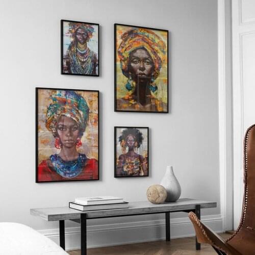 Traditional Clothing African Art Woman Printed Oil Painting on Canvas Cuadros Posters and Prints Wall Picture for Living Room