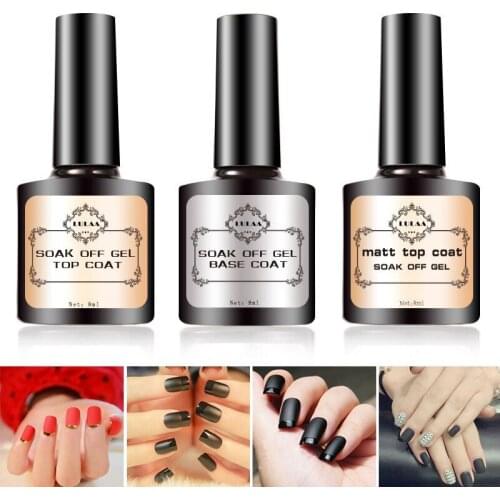 Primer Gel Polish Varnish Top Off + Base Coat Foundation For UV Gel Nail Polish Design 8ML SK88